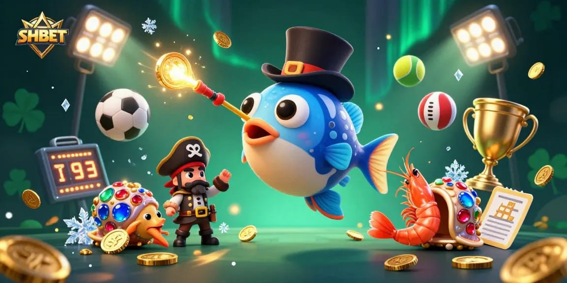 Bet big with SHBET’s playful 3D casino characters attracting golden coins in a vibrant betting scene.