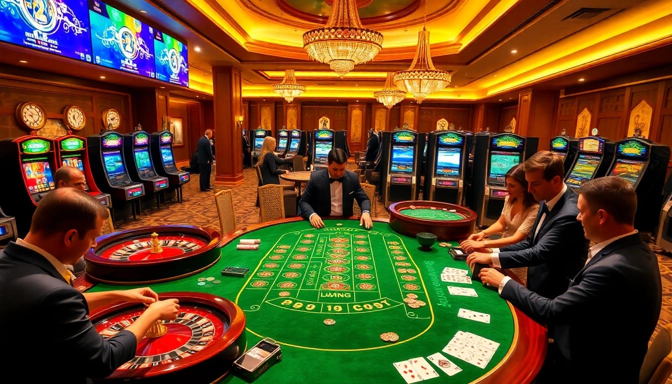 Gamblers engaging in high-stakes play at MK8.COM casino table, showcasing excitement and luxury.