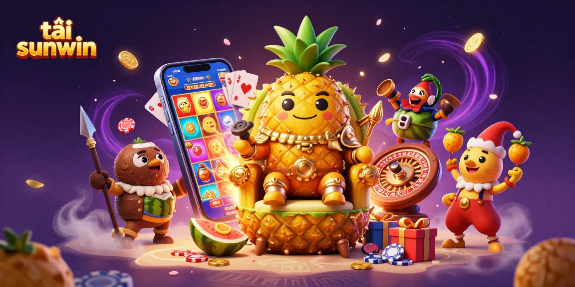 Spin to win at tải sunwin with a golden pineapple king and exciting casino game elements
