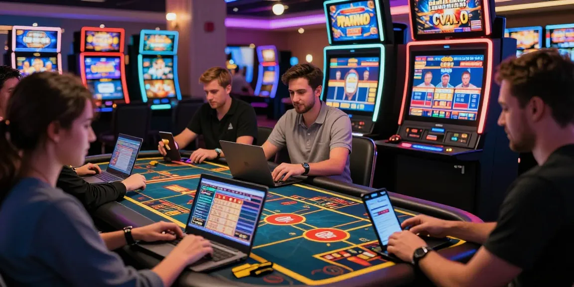 Players enjoying games in vibrant casinos that accept credit cards, showing excitement and variety.