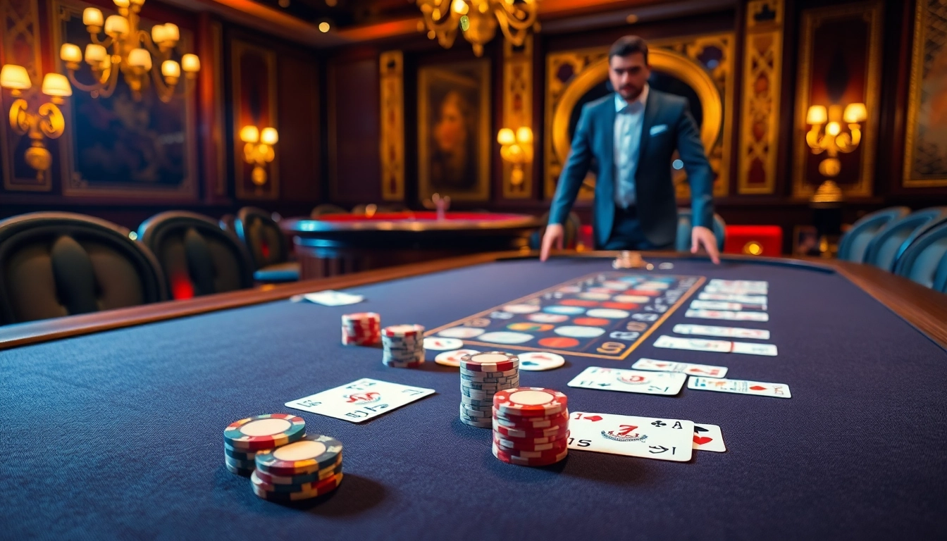 JILI-branded poker table showcasing high-stakes gaming action in an opulent casino atmosphere.