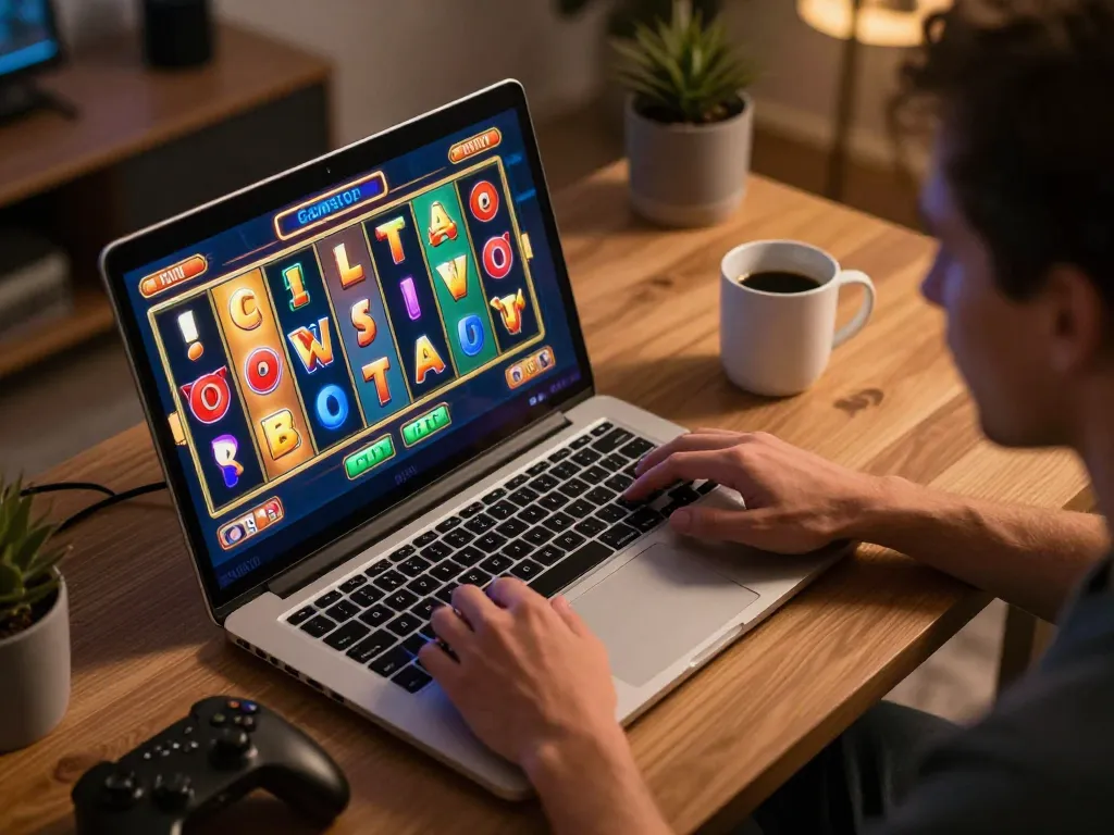 Engaging gameplay of slots not on gamstop on laptop showcasing colorful reels and immersive themes.