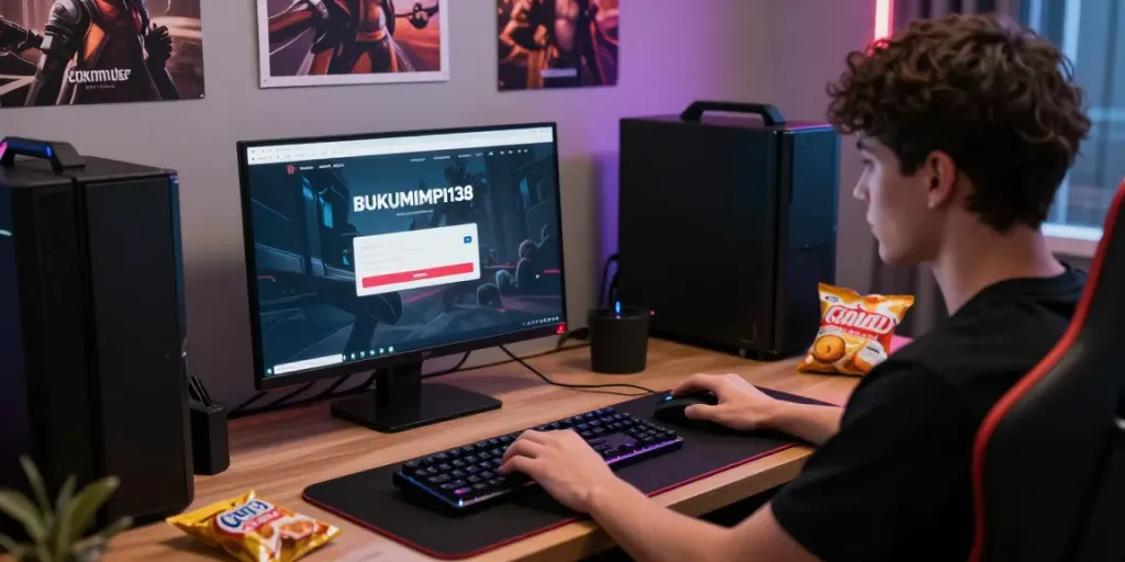 BUKUMIMPI138 login di laptop dengan gamer siap bermain.