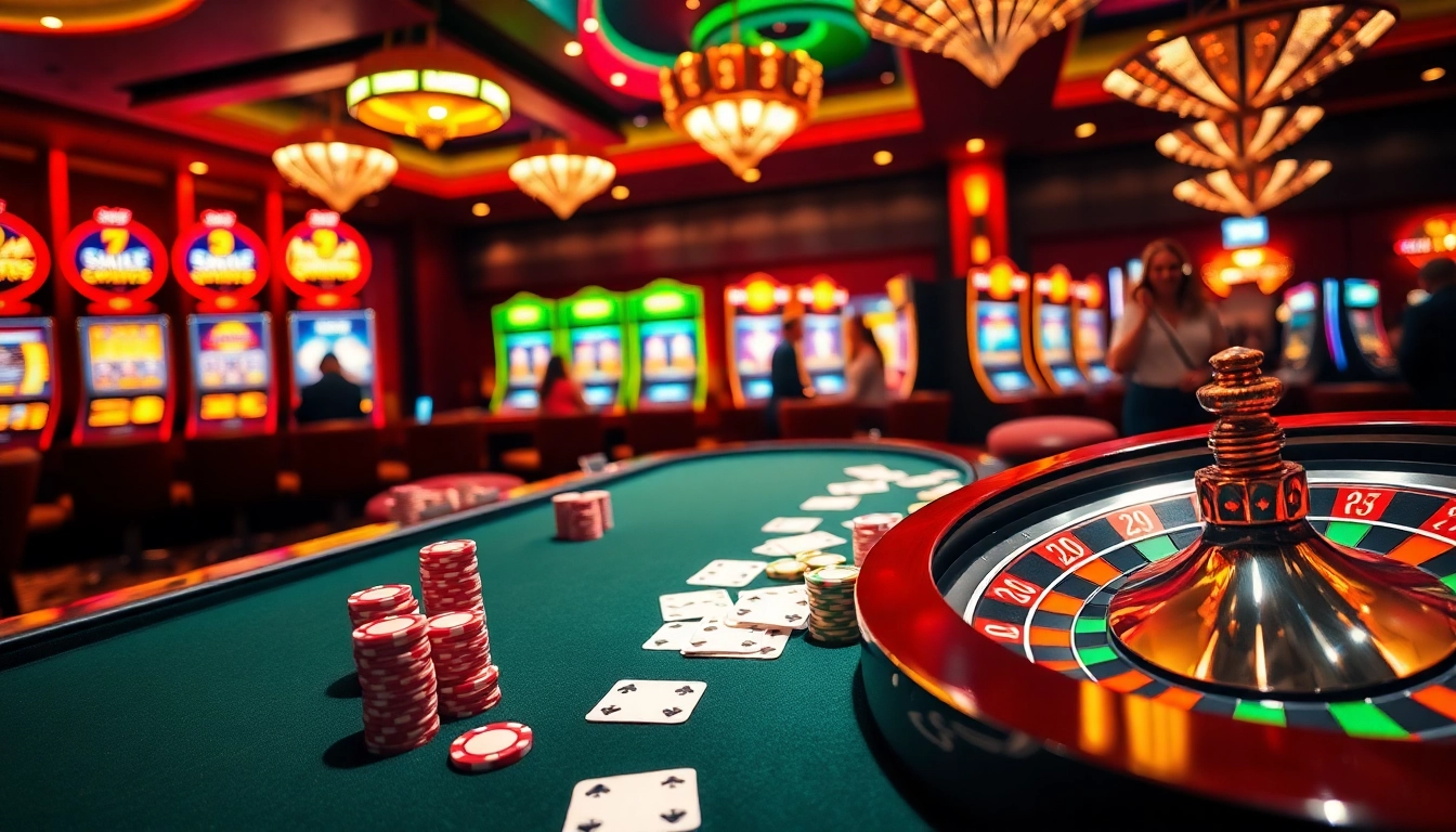 Experience thrilling gaming excitement at the 789 club with vibrant casino visuals featuring tables, chips, and slot machines.