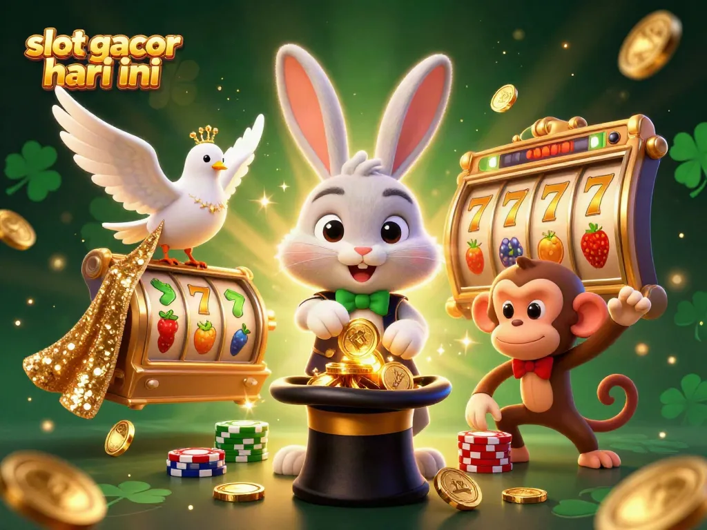 Menangkan permainan slot gacor hari ini dengan ilustrasi 3D magis penuh warna dan elemen perjudian.