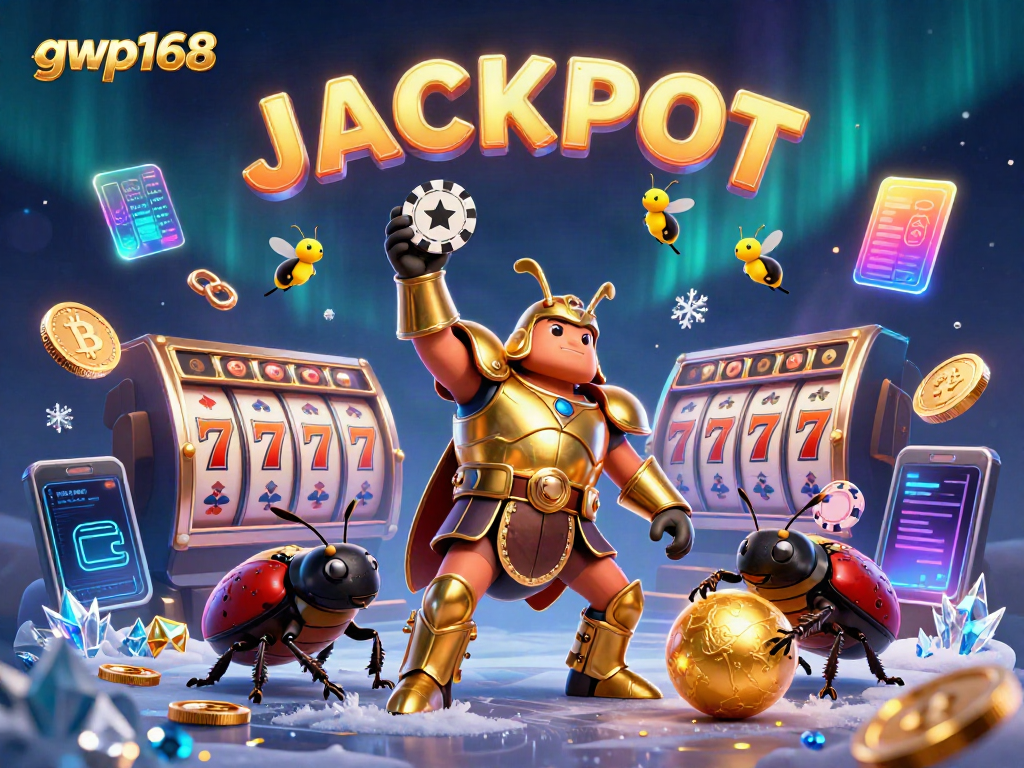 Pesta jackpot di gwp168 dengan karakter seru dan simbol slot yang menggiurkan.