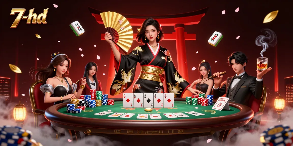 Experience thrilling online gaming with 7-hd's vibrant casino scene filled with poker elements.