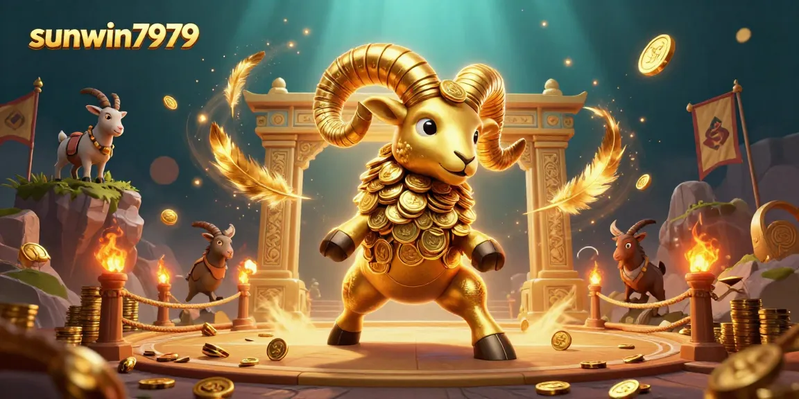 Experience the thrill of betting at sunwin7979 with a golden ram charging through a majestic casino scene.
