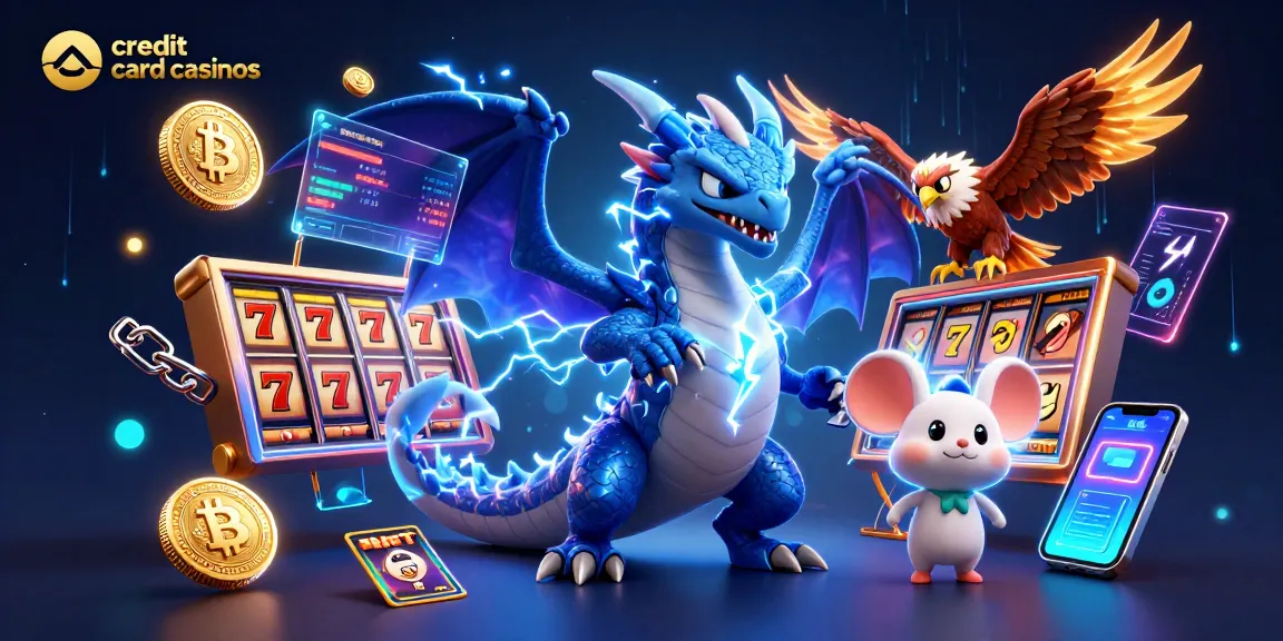 Engage with credit card casinos featuring vibrant 3D artwork showcasing thrilling slot games.