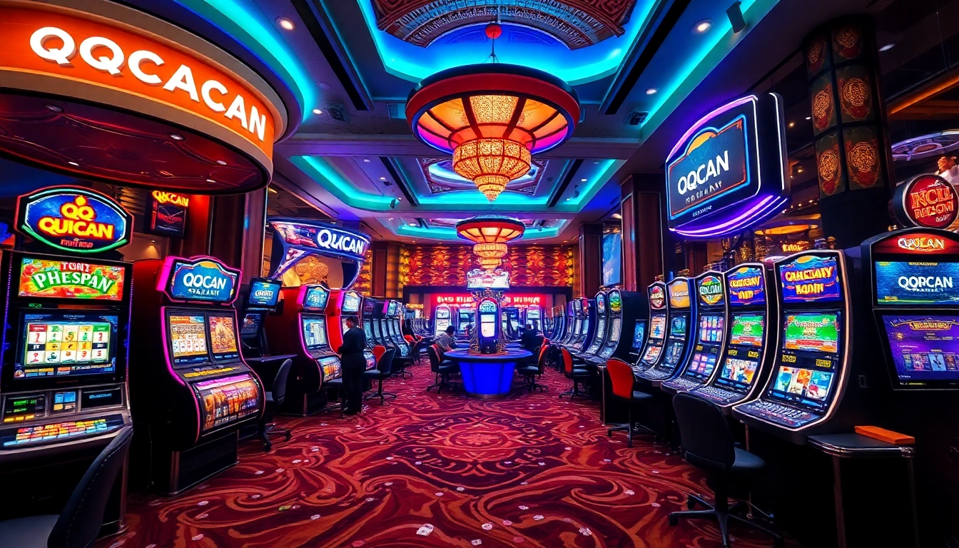Playing the latest slot machines at QQMACAN online casino for maximum excitement.