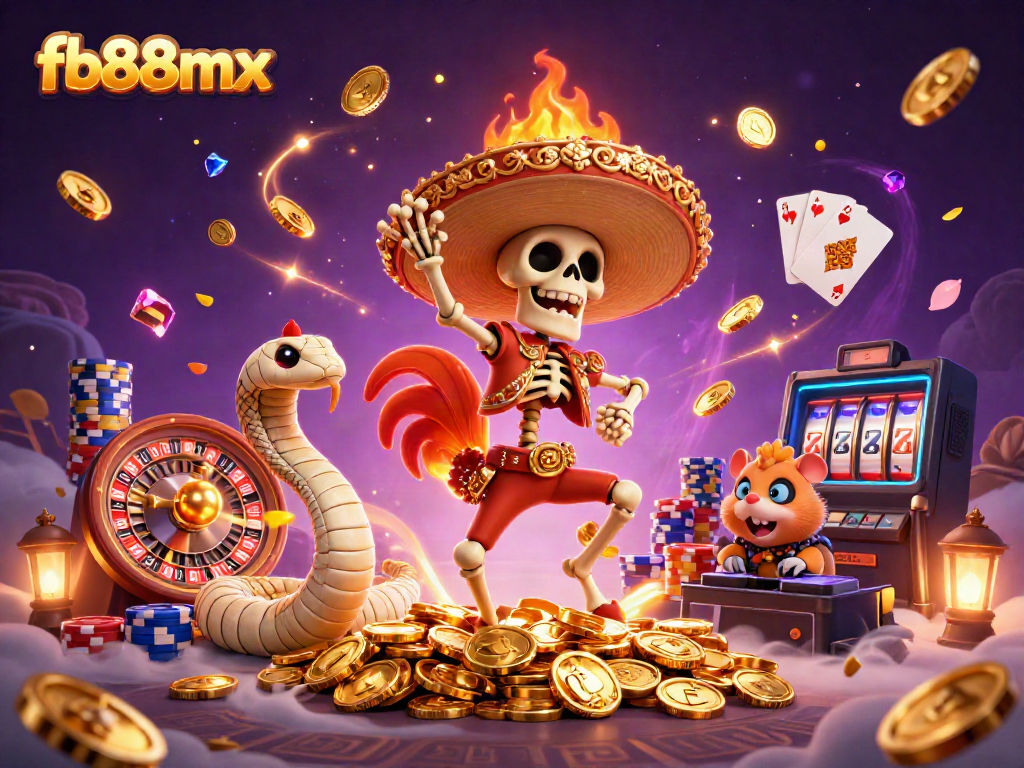 Experience the thrill of fb88mx with vibrant casino characters and dazzling elements, embodying the excitement of online gaming.