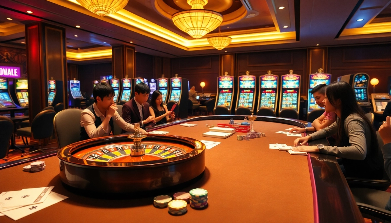 Ktpjitu alternatif gaming scene with players at a roulette table featuring vibrant chips and professional ambiance.
