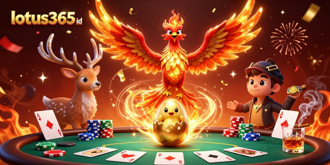 Experience thrilling action with lotus365 id in a vibrant casino scene featuring a phoenix and poker elements.