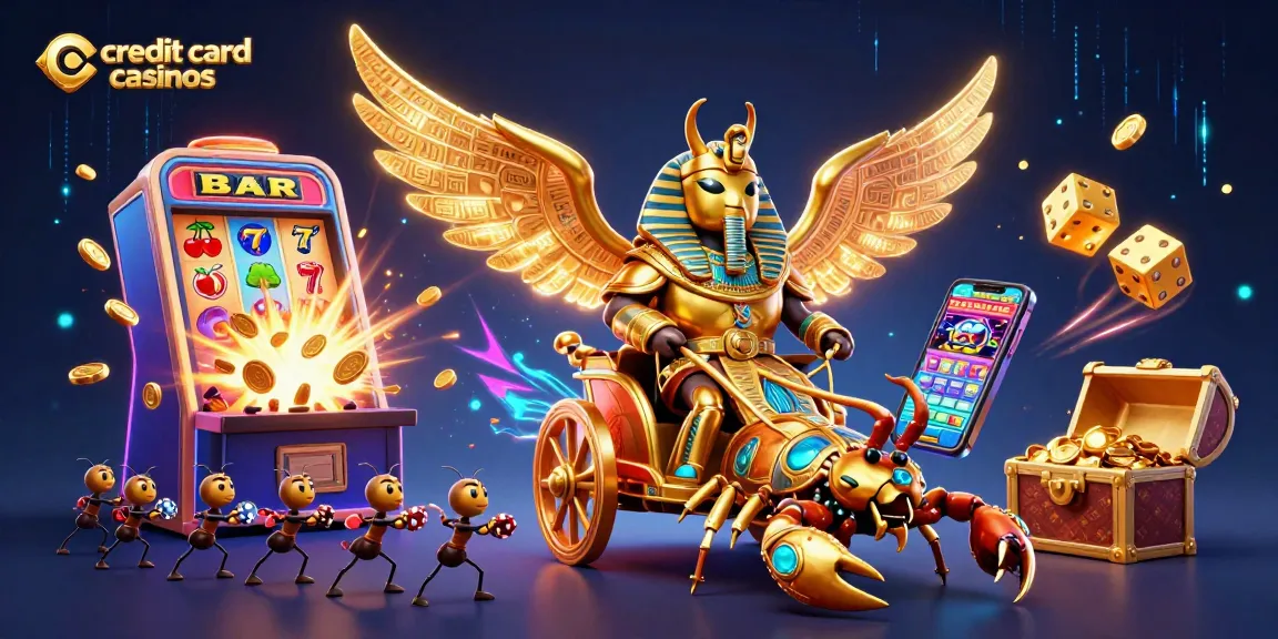 Experience excitement at credit card casinos with vibrant characters and energetic casino elements.