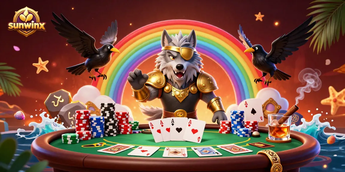 Experience thrilling gameplay at sunwinx with an epic Norse-inspired casino scene full of vibrant poker elements.