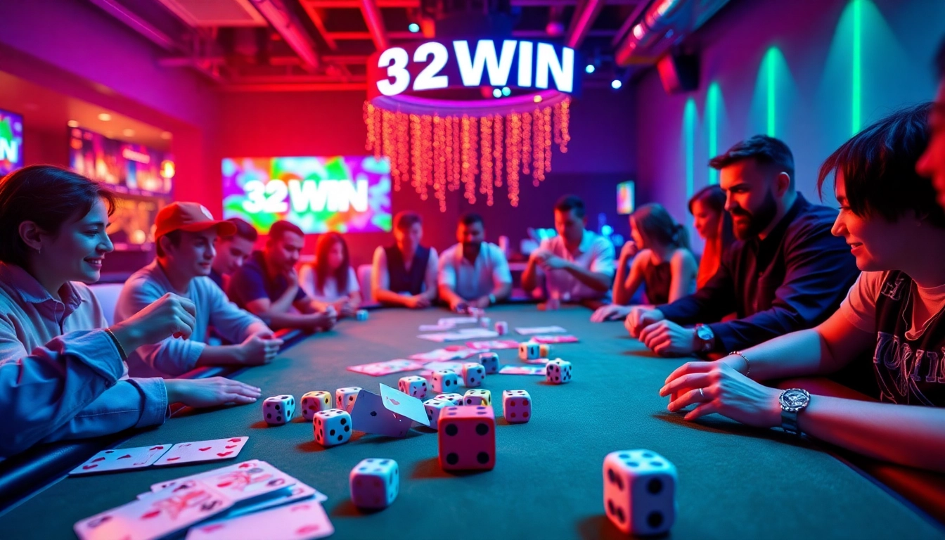 32WIN online gaming experience with casino elements and players