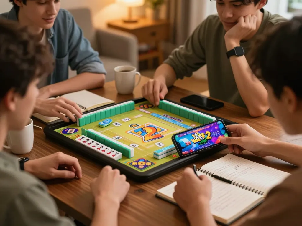 Playing mahjong ways 2 on a smartphone in a cozy home setting, showcasing operator strategies.