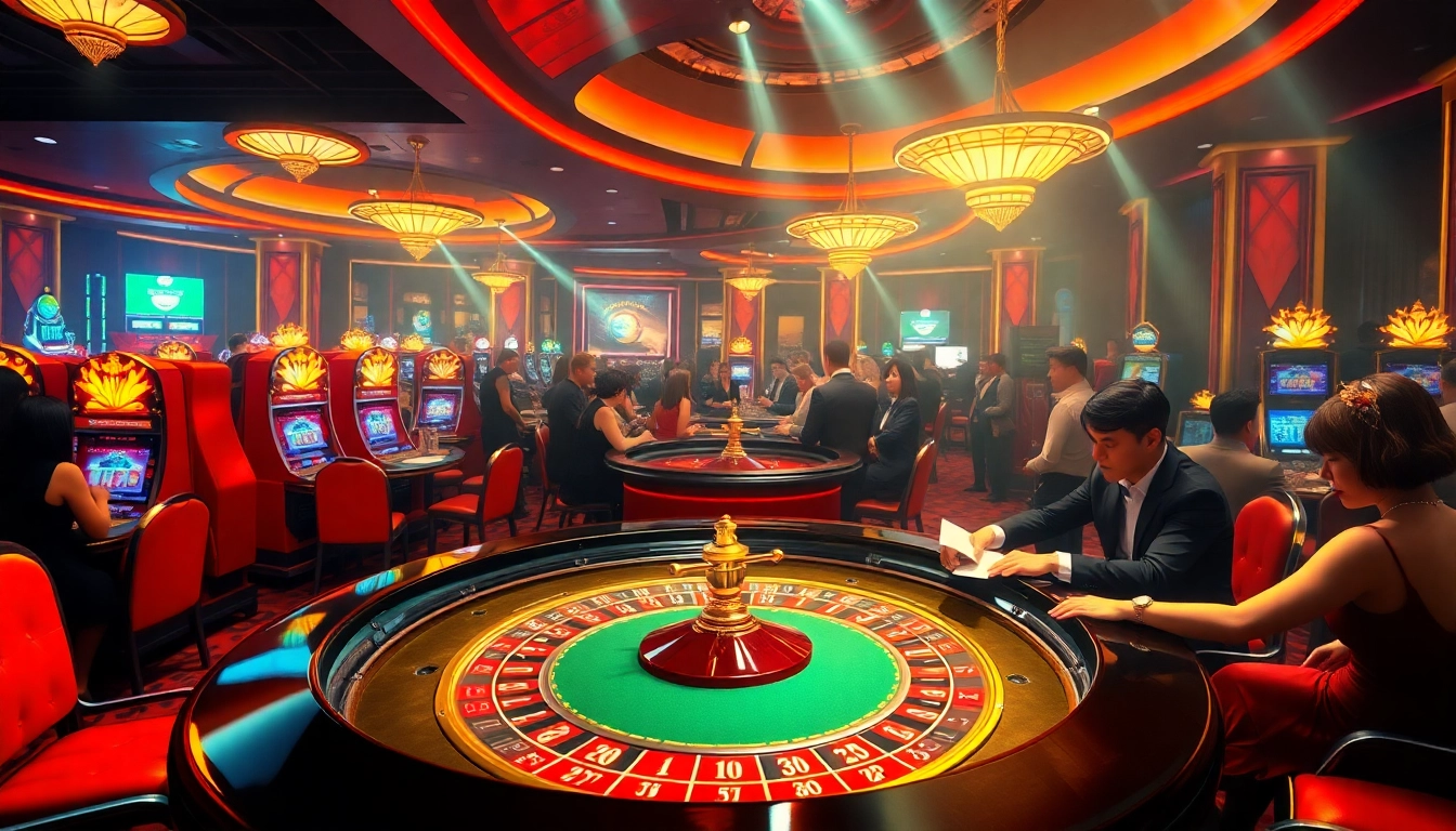 Experience the excitement of bl555 at a luxurious casino with roulette, poker, and vibrant slot machines.
