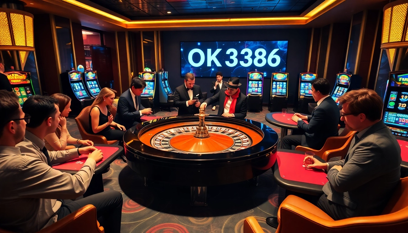 Experience the thrill of gambling at the OK8386 casino with dice and vibrant roulette.