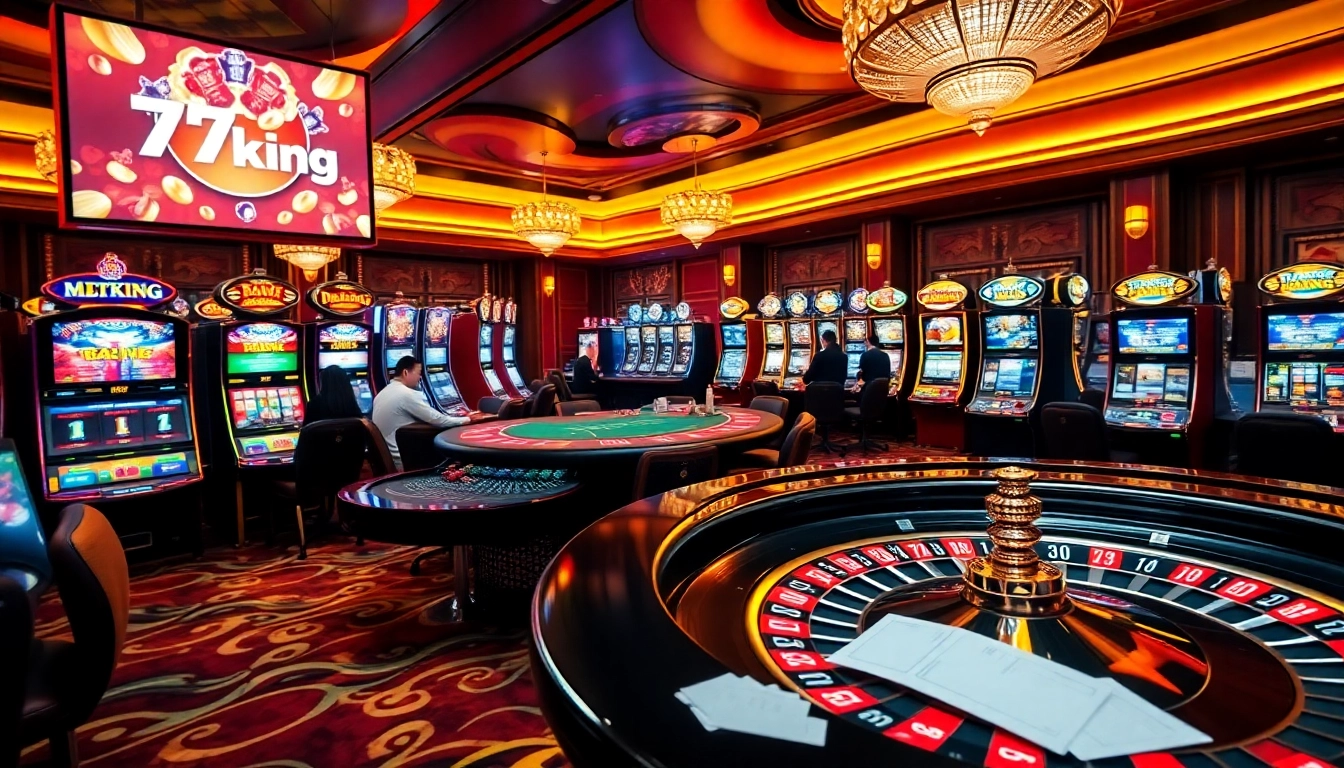 79king casino scene with elegant gaming table and vibrant slot machines