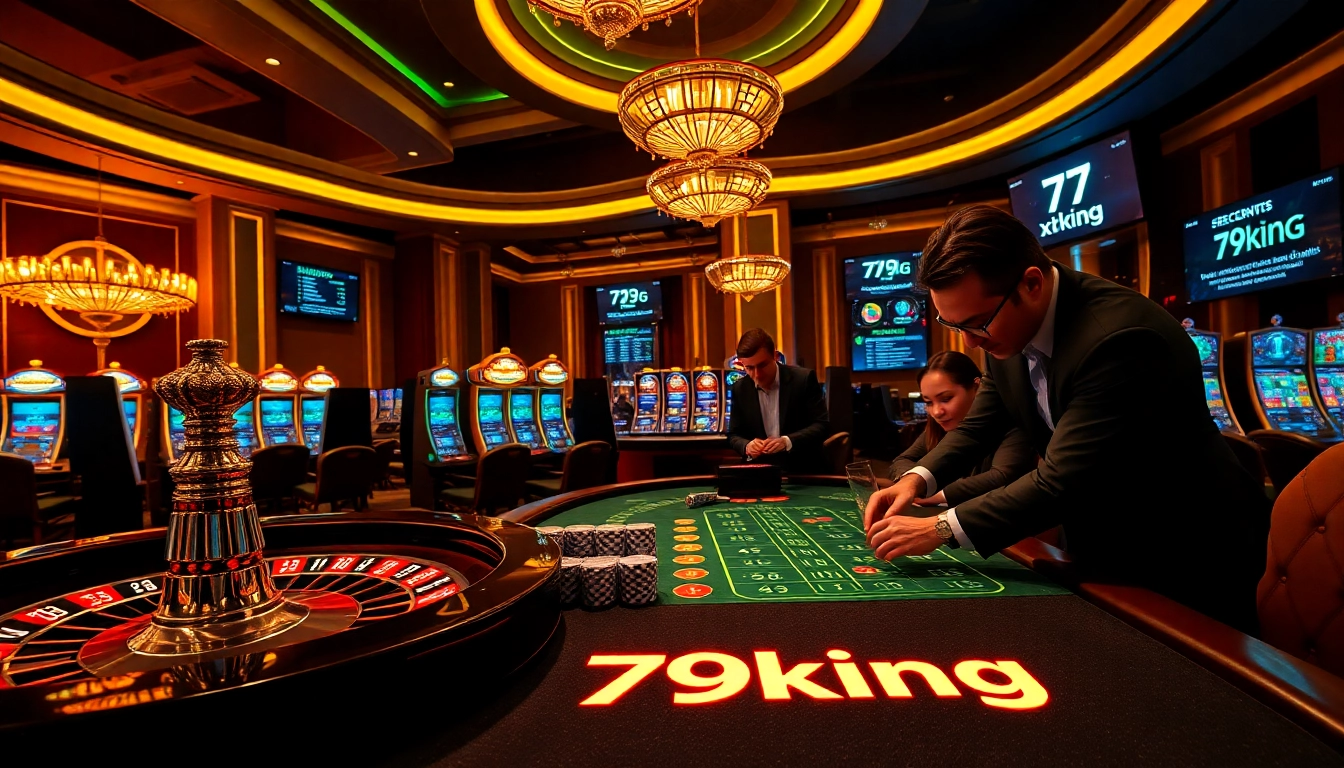 79king-branded high-stakes casino table with roulette and chips, luxury gambling action