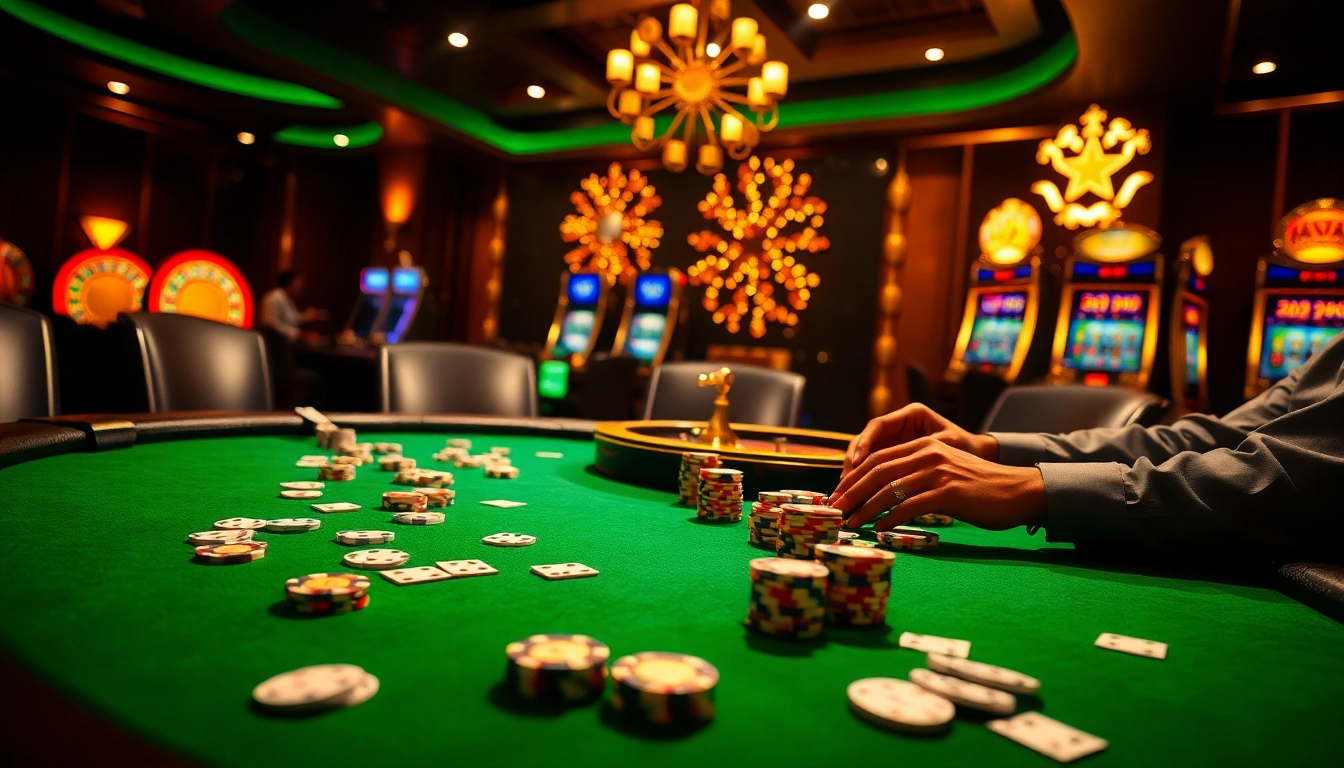 Poker players strategize at a high-stakes table, embodying the excitement of OK9AA gambling.