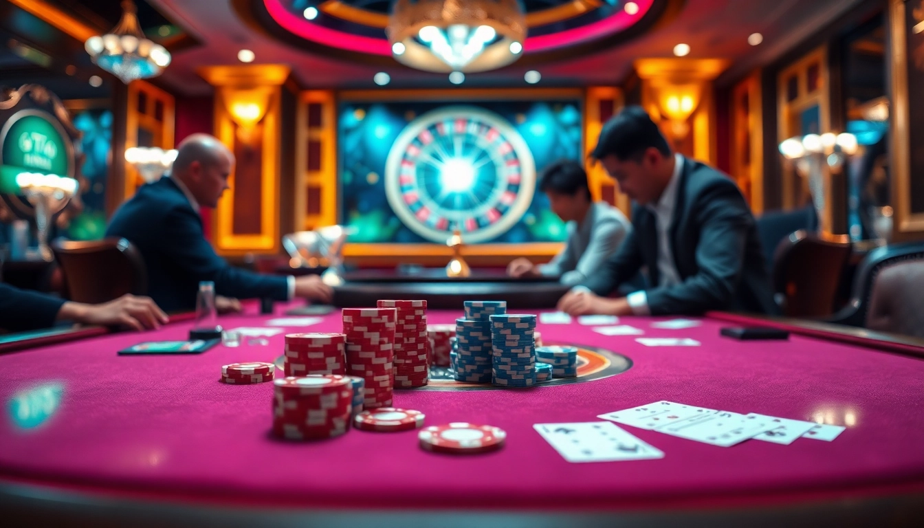 Engaging players strategically betting on Đá Gà Thomo BJ888 with vibrant casino elements.