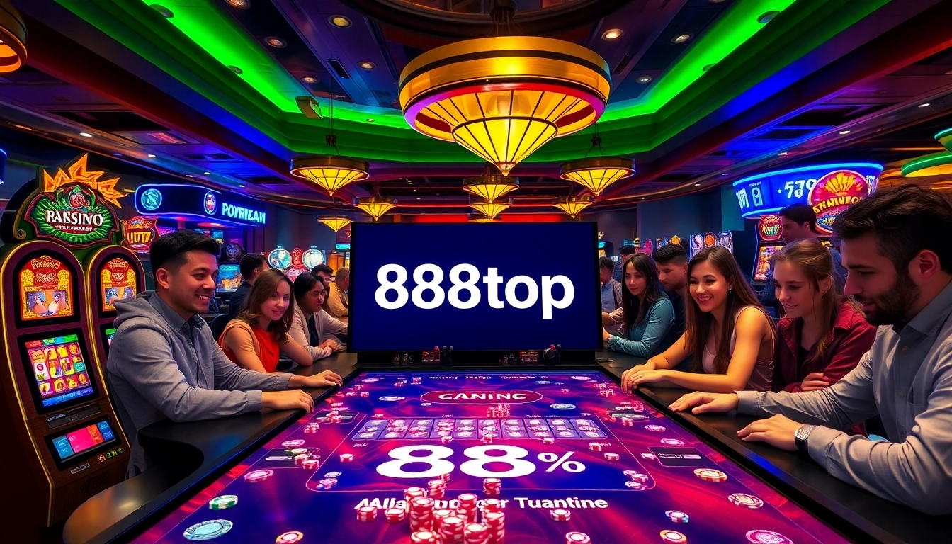 Experience thrilling gameplay at 888top with vibrant casino visuals and engaging gamblers.