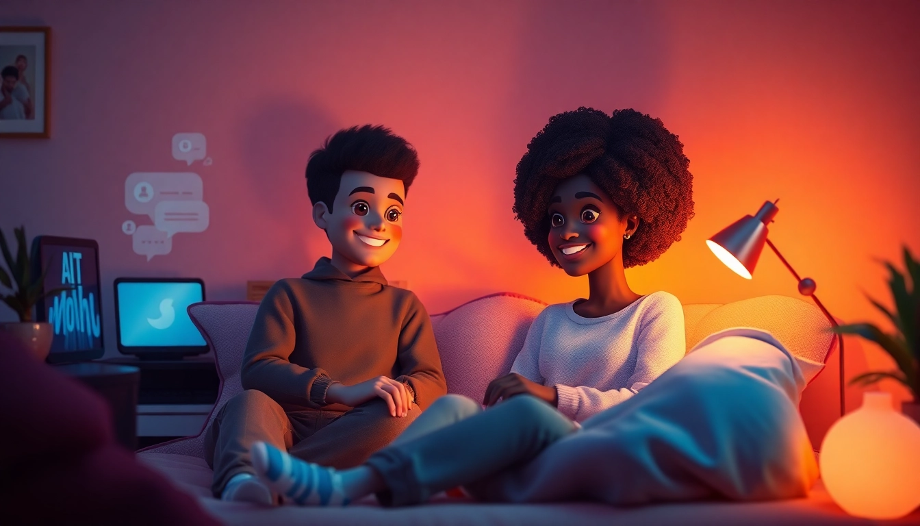 Engaging AI character in a cozy digital chat space, illustrating free sex ai