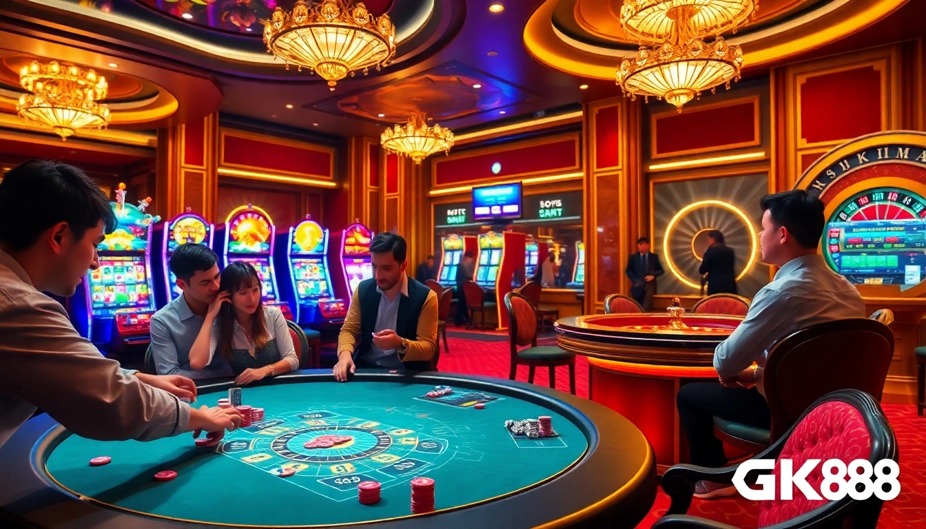 Engage in exciting betting activities at Nhà cái GK88's luxury casino table.
