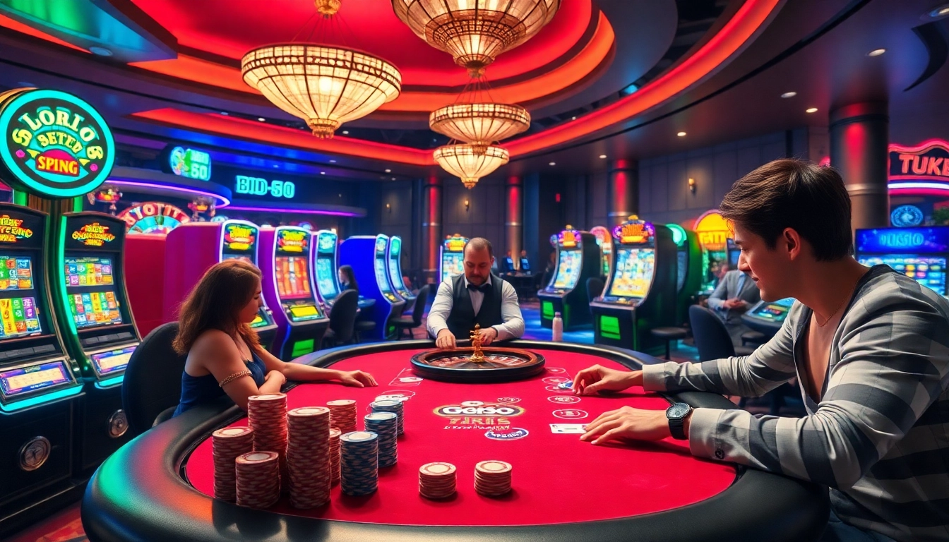 Excited players engaging at a poker table at https://mm88.blog/ showcasing vibrant casino dynamics.