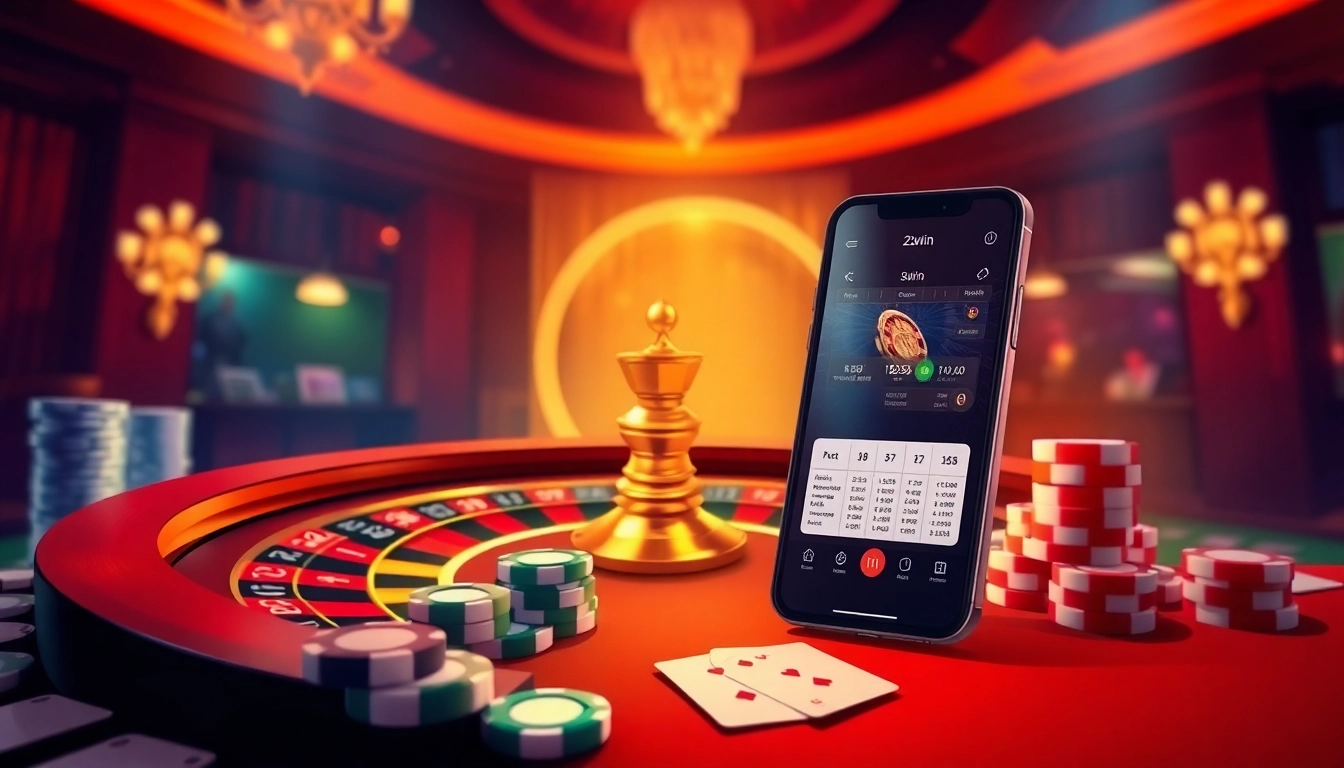 Experience thrilling gameplay with app 32win featuring poker chips and roulette wheel.