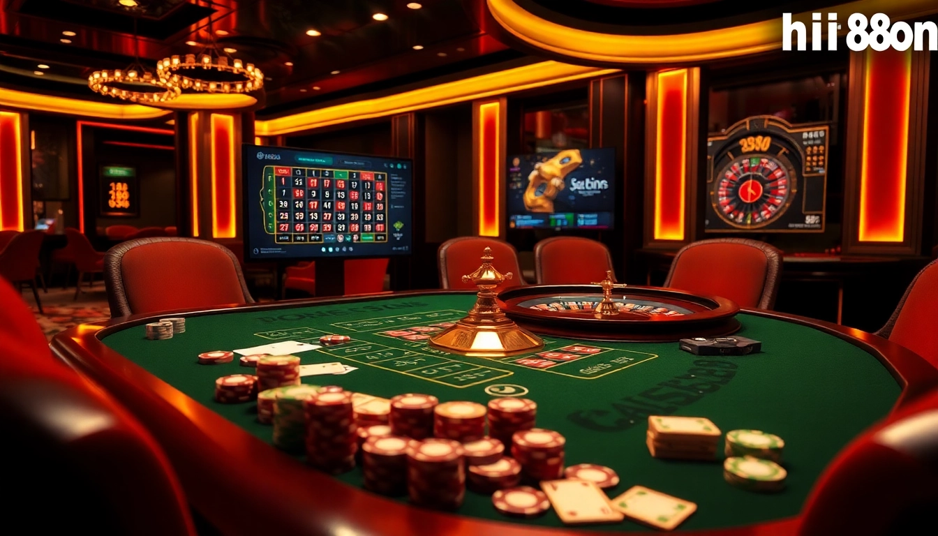 Experience the excitement of gambling at hi88com with vibrant casino scenes and thrilling game interactions.