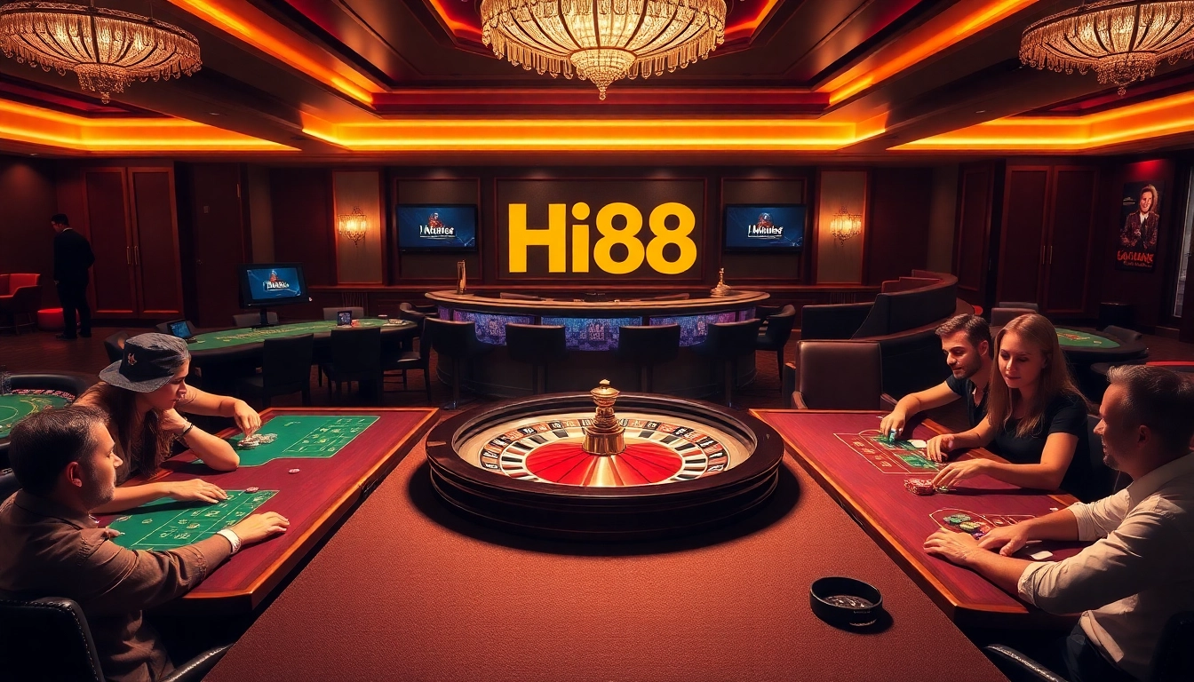 Elevate your gaming experience at Hi88 with vibrant casino tables and thrilling players.