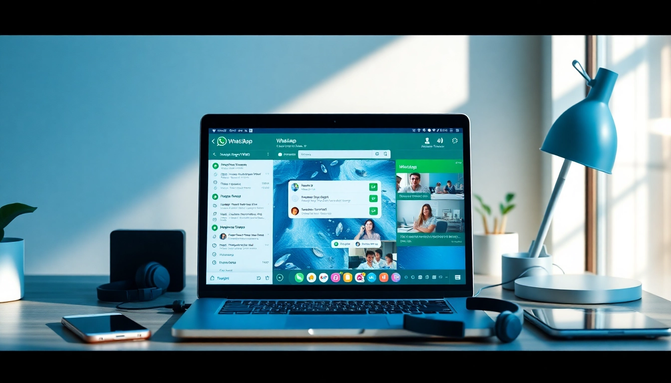 在现代笔记本电脑上查看 WhatsApp Web 界面，突出显示 快连官网 的功能以实现高效沟通。