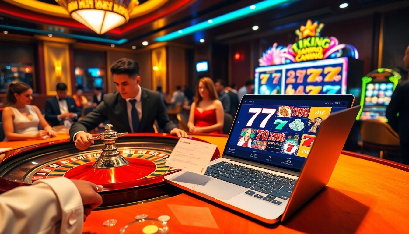 Exciting action at the 79king online casino with roulette and players engaged.