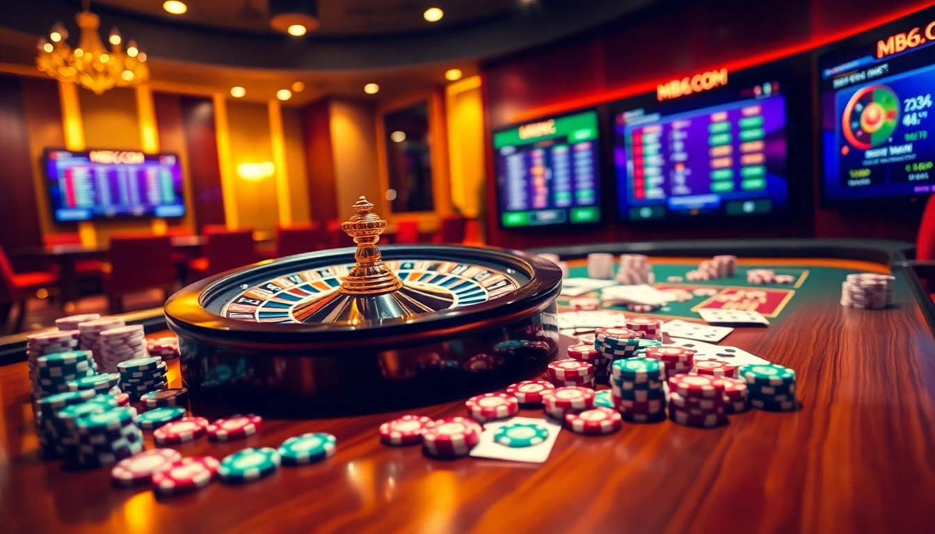 Engaging gamblers at MB66.COM with vibrant casino tables and sleek online betting interfaces.