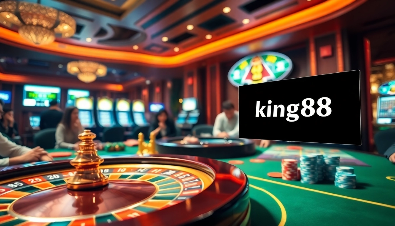 king88 đăng nhập at a vibrant casino table featuring roulette and poker action